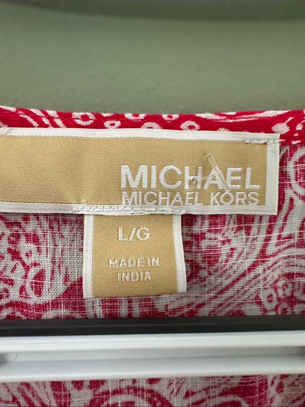 Michael Michael Kors Red Paisley Peplum Blouse Size LG - Picture 4 of 6
